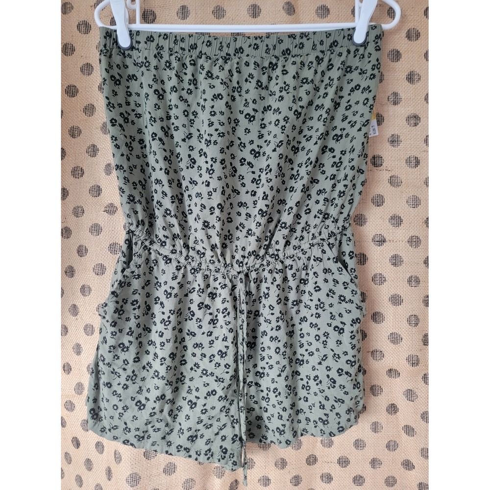 Forever 21 Olive Green Floral Tube Romper